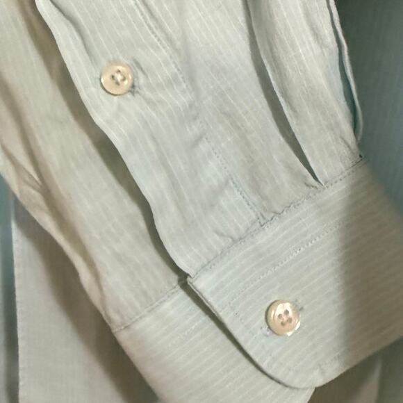 Cremieux Classic XL mens dress shirt long sleeved light blue-green cotton - Picture 4 of 7